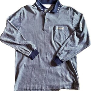 Rare Japanese Black &White Sportswear L/Slv Polo
